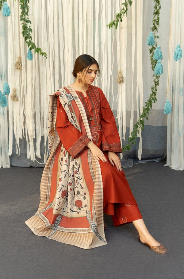 AISLING 3PC Lawnsuit with Digital Printed Shawl AF-08